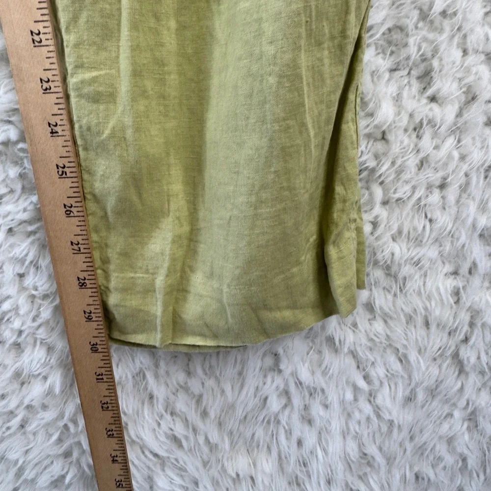 Everlane Linen Pleated Pants Womens‎ 00 Green High Waisted Minimalist Trousers